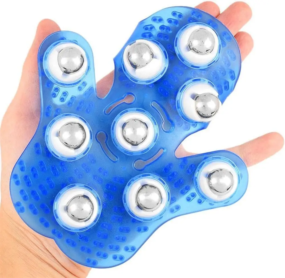 

Palm Shaped Massage Glove Body Massager with 9 360-degree-roller Metal Roller Ball Beauty Body Care