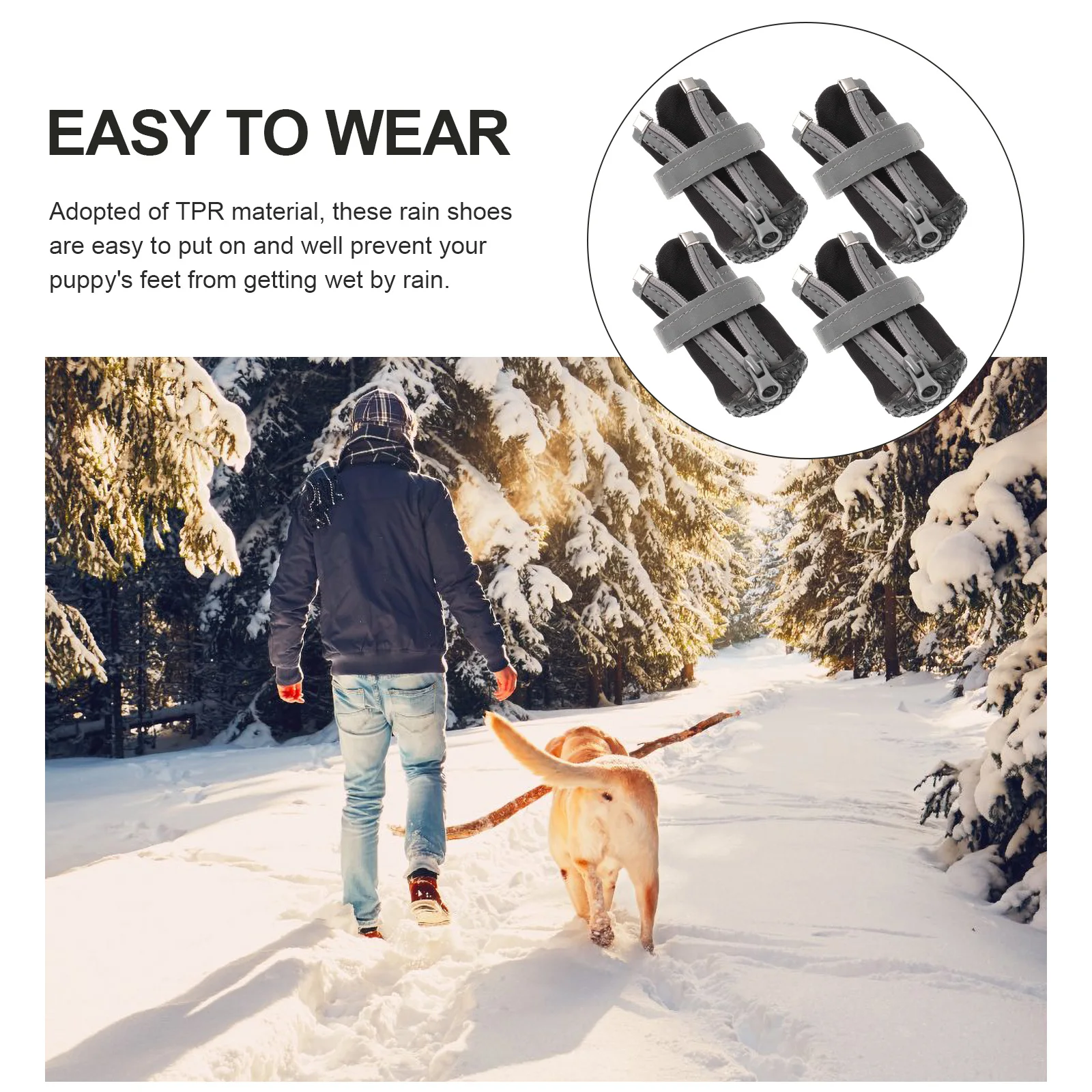 

4Pcs Dog Rain Boots Waterproof Breathable Tpr Small Size Dogs Shoes Winter Booties Soft Lightweight Paw Protector Outdoor