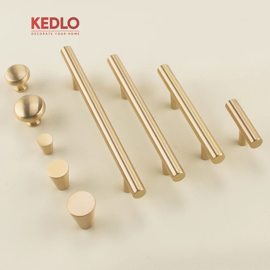 KEDLO Moderner Minimalistischer Luxus-Massivmessing-Schubladengriff für Küchenschränke, Gebürsteter Messingknopf – Detail 2