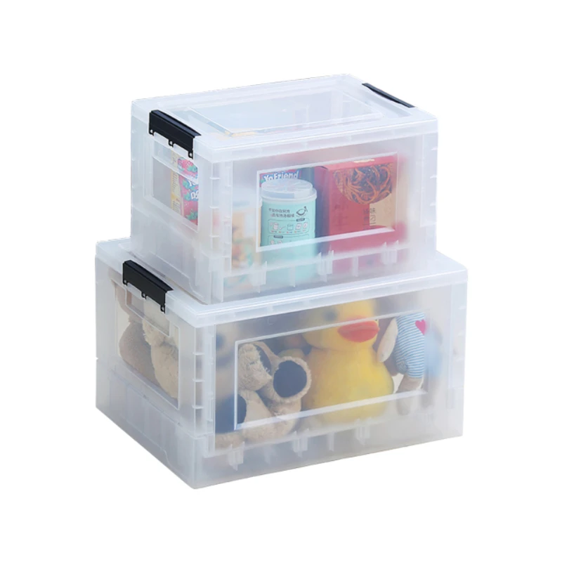 Modern Transparent Plastic Car Trunk Collapsible Organizer Bin for Clothes Stackable Clear Folding Camping Storage Box with Lid