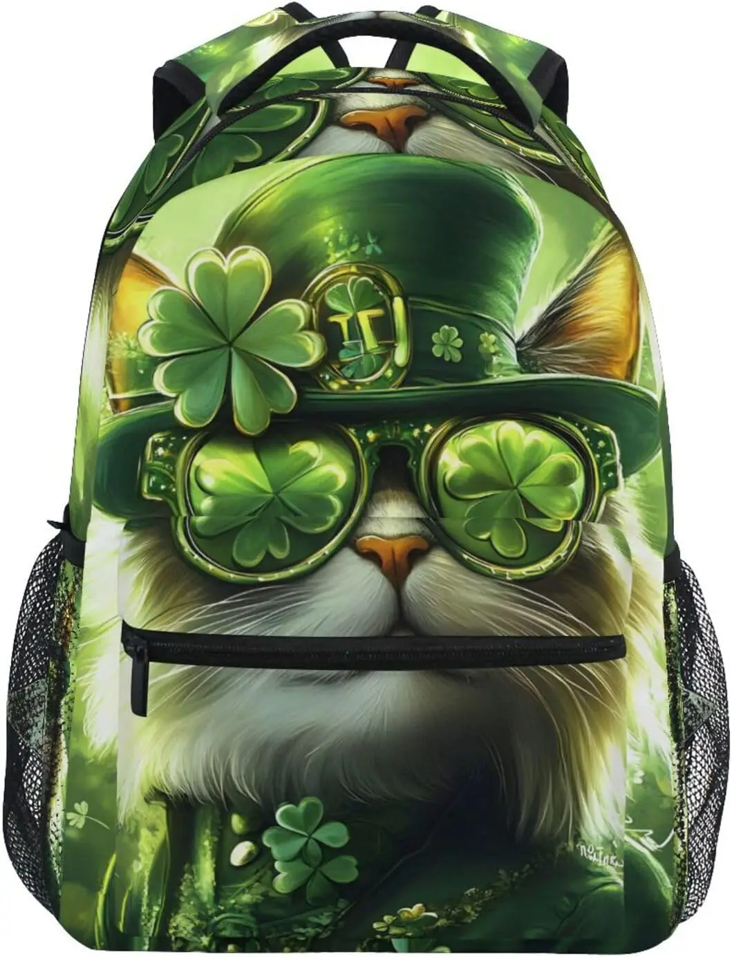 

School Bag Cat Plants Print Backpack Adjustable Book Bag for Boys Girls Kids S