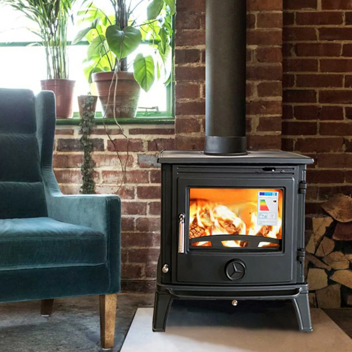 Cast iron fireplace real fire firewood household heating firewood fire self-built house B & B villa tea room RV fireplace