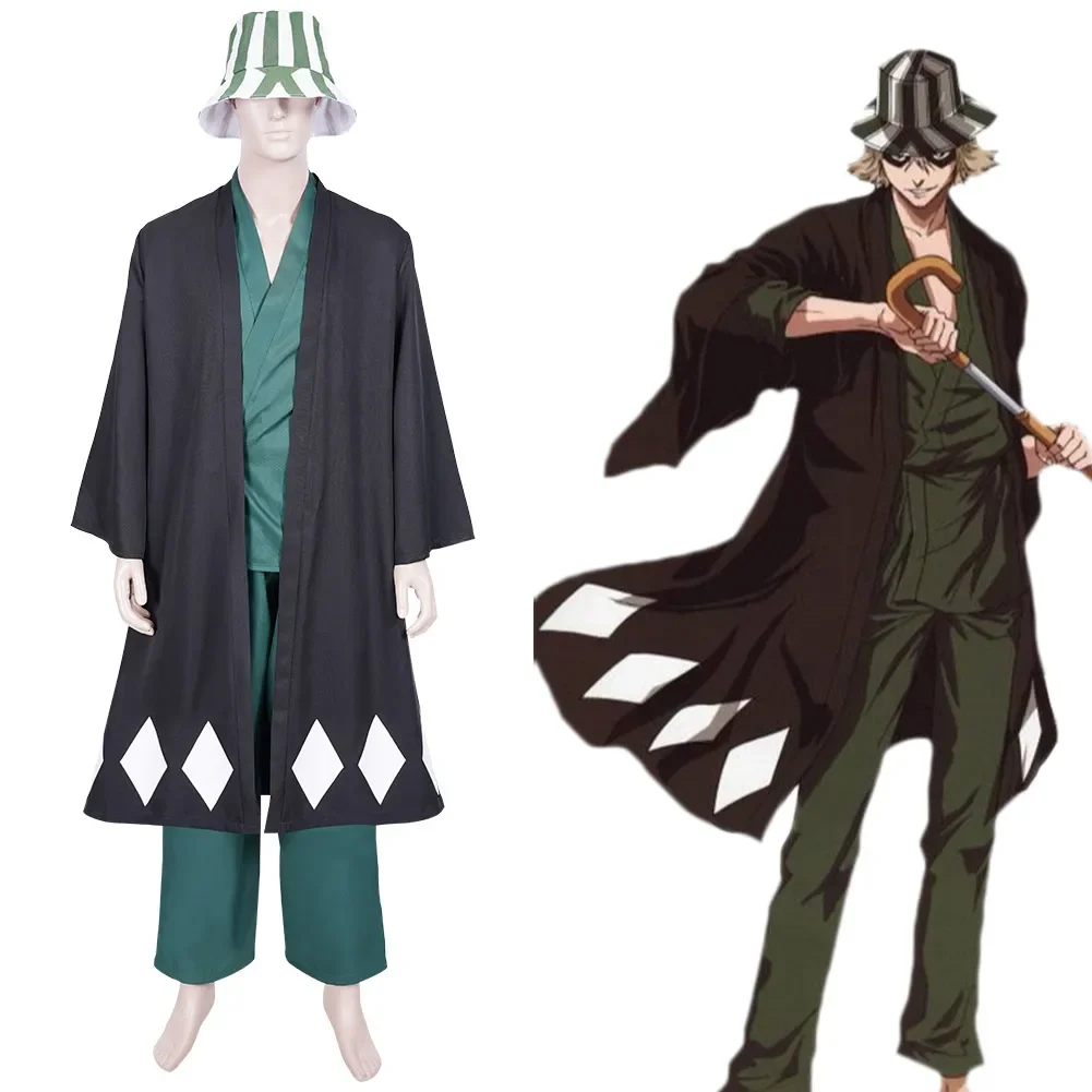 

Anime Bleach Cosplay Urahara Kisuke Cosplay Costume Coat Pants Hat Outfits Halloween Carnival Suit