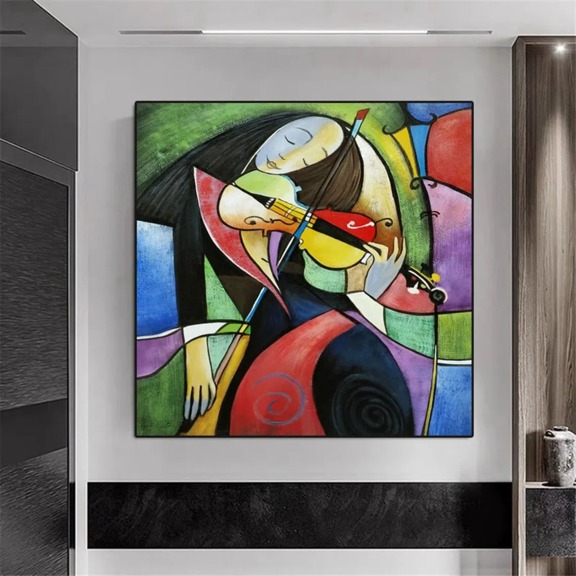 Original Painting Wall Art Colorful Square Painting Large Wall Decor Unique Home Decor Canvas Handmade Oil Panting Room Decor