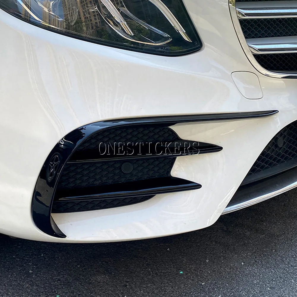 For Mercedes Benz E Class W213 AMG E43 E53 E63 2016-2020 Car Front Bumper Lip Splitter Spoiler Canard Fog Lamp Cover Trim Strip