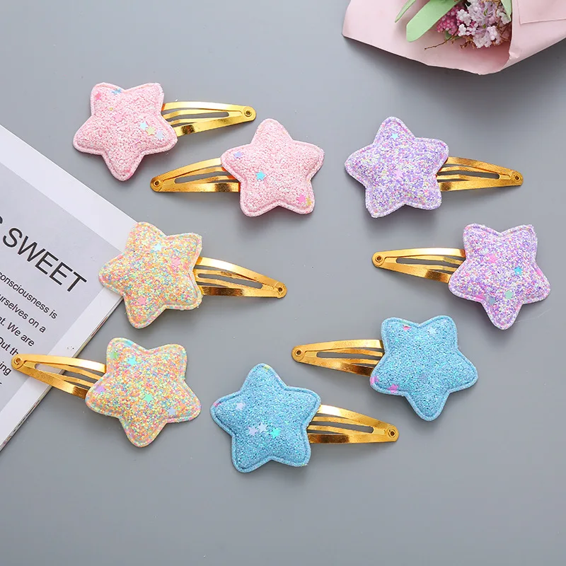 

2 шт., корейский карамельный цвет, блестящая звезда, зажим Bb, детская заколка с пентаграммой, боковой зажим, головные уборы для девочек, детей, женщин, аксессуары для волос