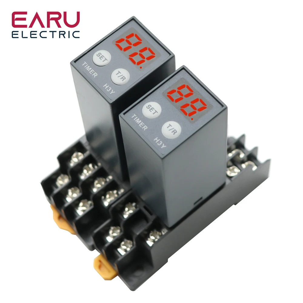 

Digital Time Relay 0.1S-990H Power On Delay Off Cycle Delay Multi Mode DC12V DC24V AC220V H3Y-2 With Base Socket 2NO2NC