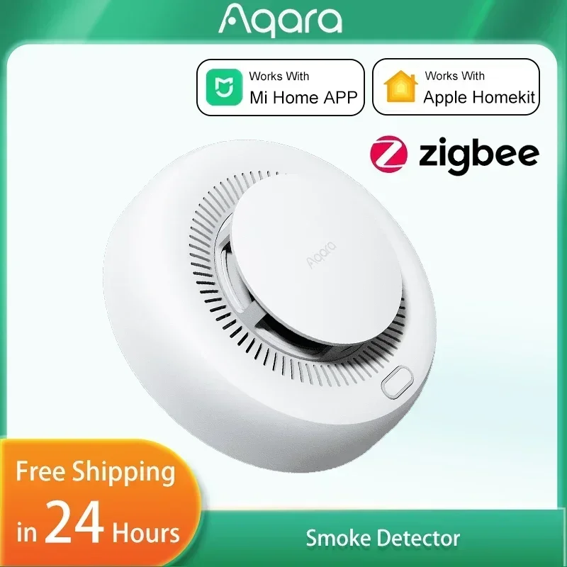 Aqara Matter Smoke Detector Sensor Fire Alarm Monitor Zigbee 3.0 Sound Alert Smart Home Security Work With Mi Home Homekit APP