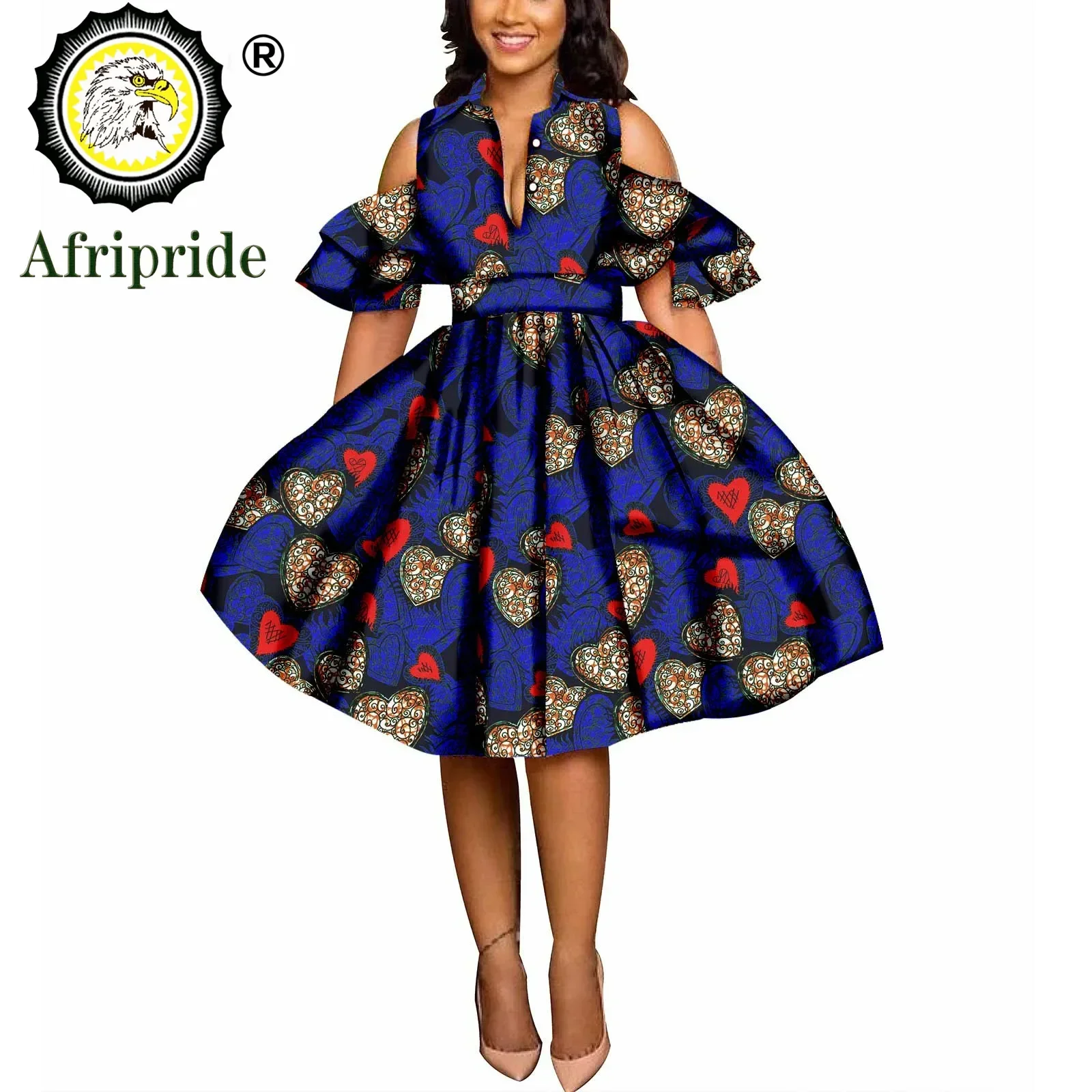 African print dresses for women ankara fabric dashiki dress Petal Sleeve party wedding A-line dress AFRIPRIDE S1825033