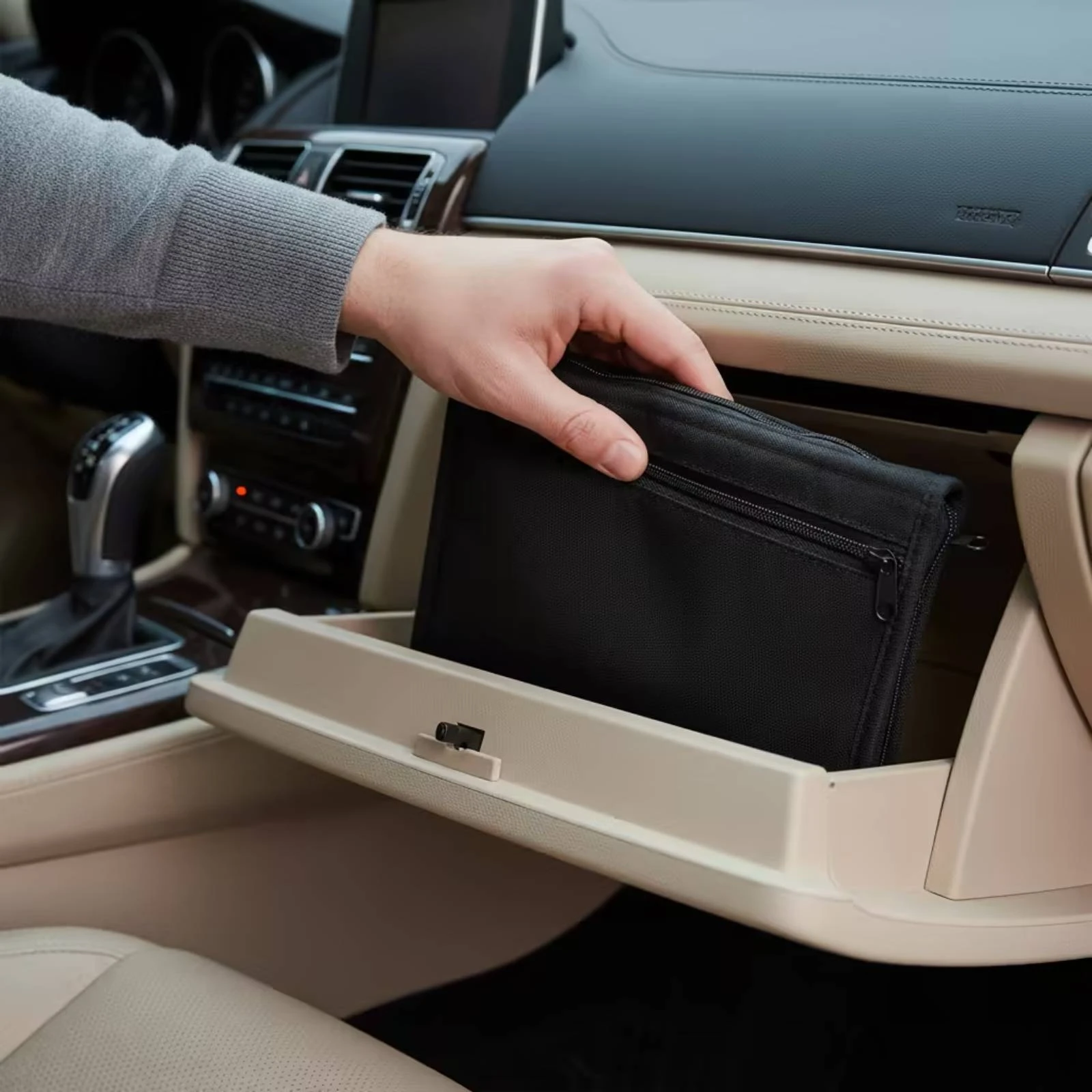 Car Document Holder Multi-Pocket Car Registration Holder Pouch with Zipper Portable Zippered Pouch Compact for Drivers