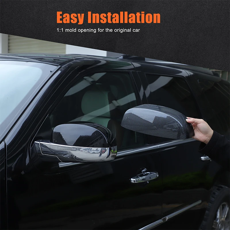 

For Cadillac Escalade 2007-2014 ABS Carbon Fiber Car Rear View Mirror Cap Rearview Mirror Cover Trim Sticker Car Accessories