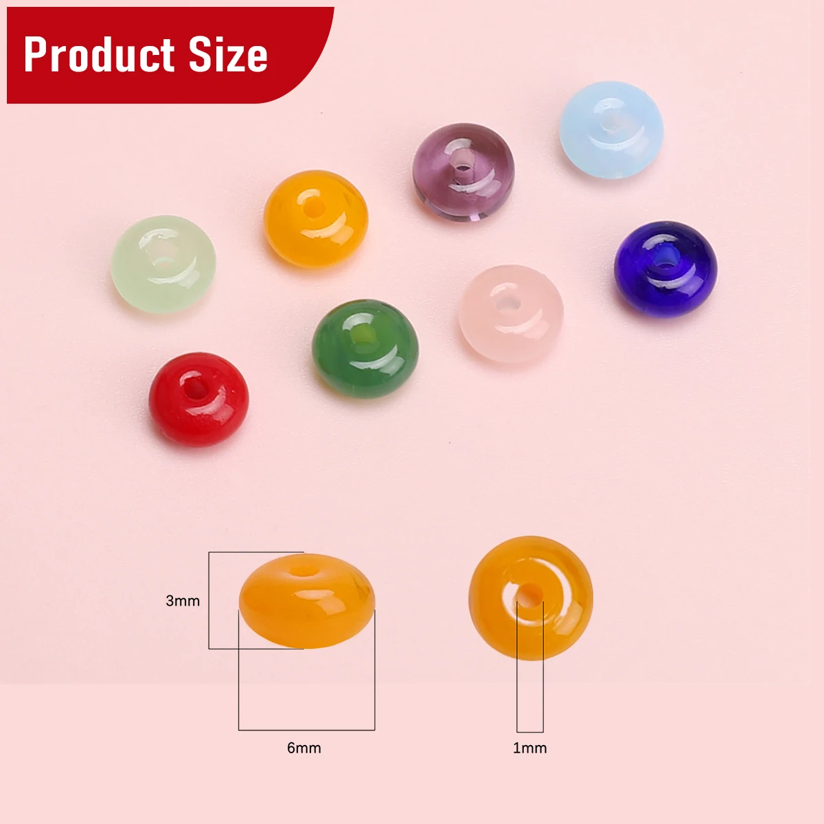 6x3mm Glass Wheel Beads Rice Beads  with 1mm Hole - DIY Jewelry Making (Bracelet/Necklace/Anklet) 10g/Pack (50-55pcs) view 3