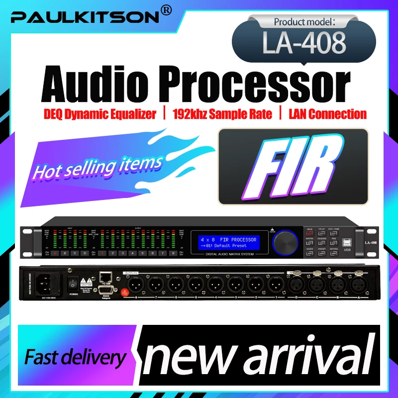

Paulkitson LA Series Digital Audio Processor 192KHz Professional Processor Audio 64-Bit DSP With Fir Speaker Management System