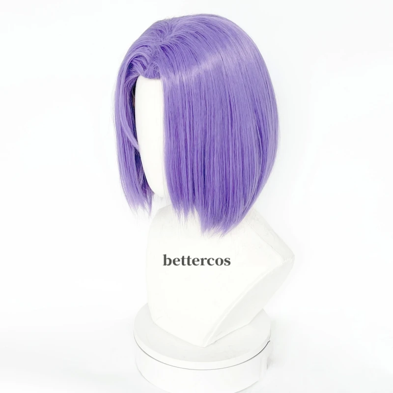 High Quality Rocket James Cosplay Wig Short PurpleHeat Resistant Synthetic Hair Anime Role Play Wigs + Wig Cap