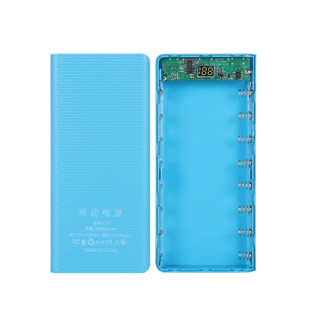 8x18650 Obudowy Power Bank Uchwyt na baterię Podwójne ładowanie USB typu C Obudowa DIY do iPhone Xiaomi Huawei 18650 Pojemnik na baterie Pudełko do