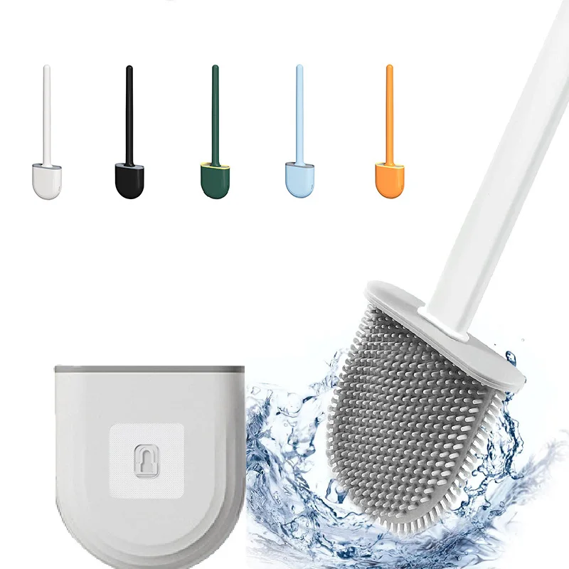 Toilet Brush Silicone Bathroom Accessories Wc Set Cleaner Toilets Sets Useful Household Accessory Brushes with The Base Hanging