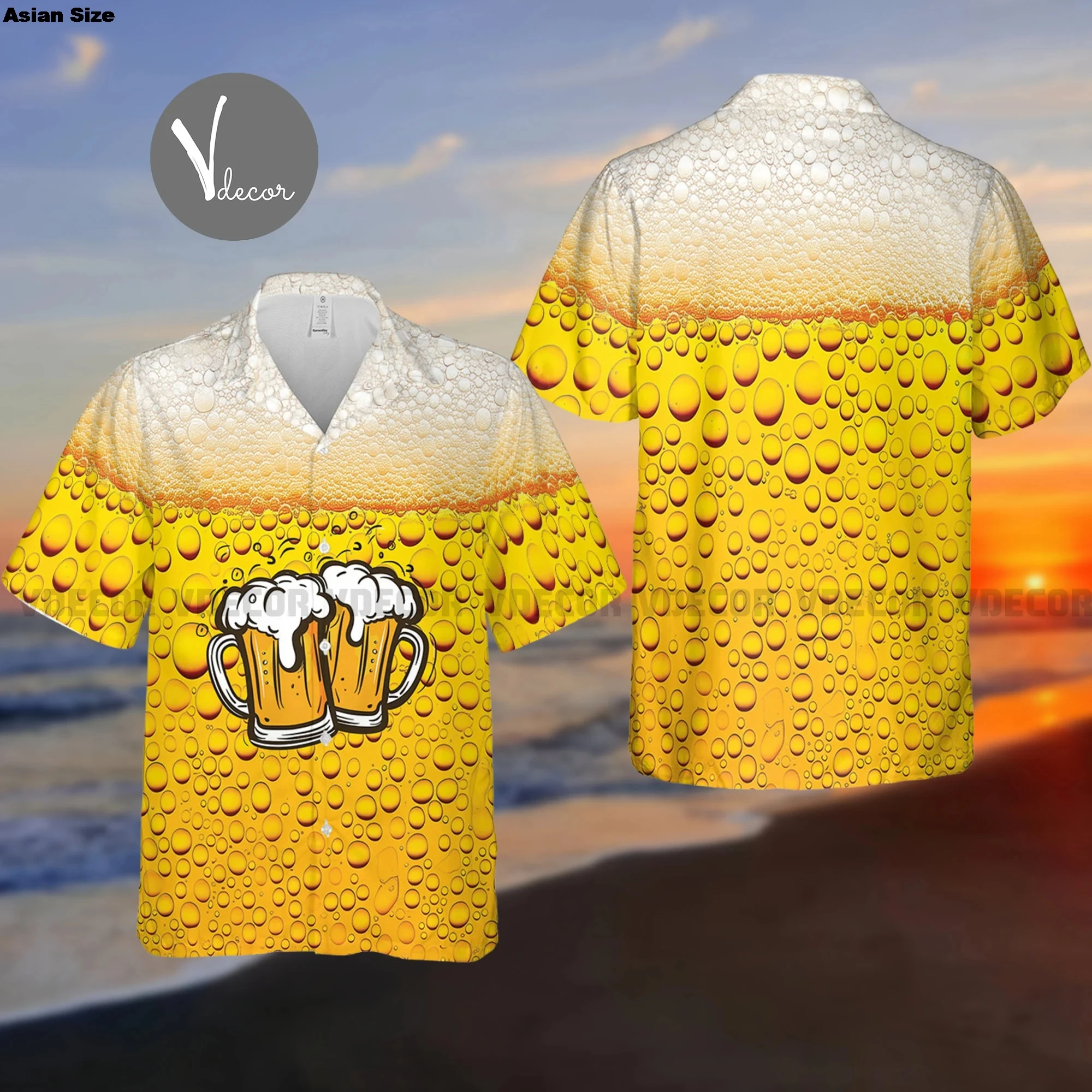 2025 Summer Men's Shirt Casual Short Sleeve Ice Cream Beer Burgers Pattern Print 3d Hawaii Shirt Male Clothing Beach Trip Shirts