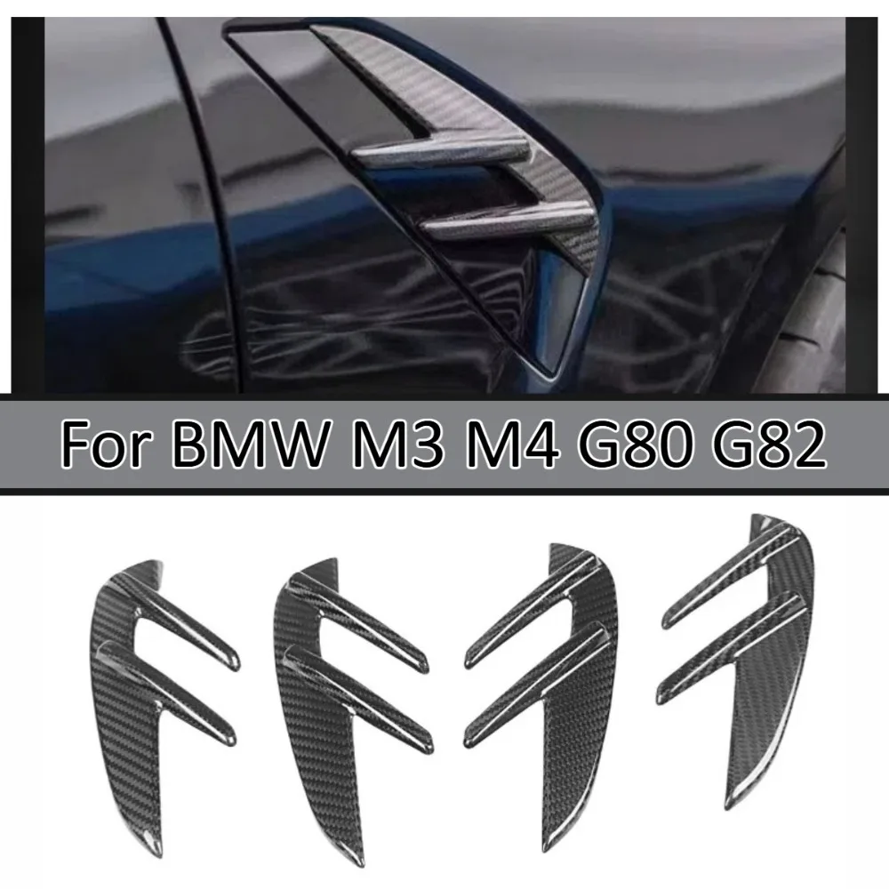 Real Carbon Fiber Fender Side Marker Gill Vent Trim Panel For BMW M3 M4 G80 G82 Car Exterior Styling Accessories Kit Set Panel