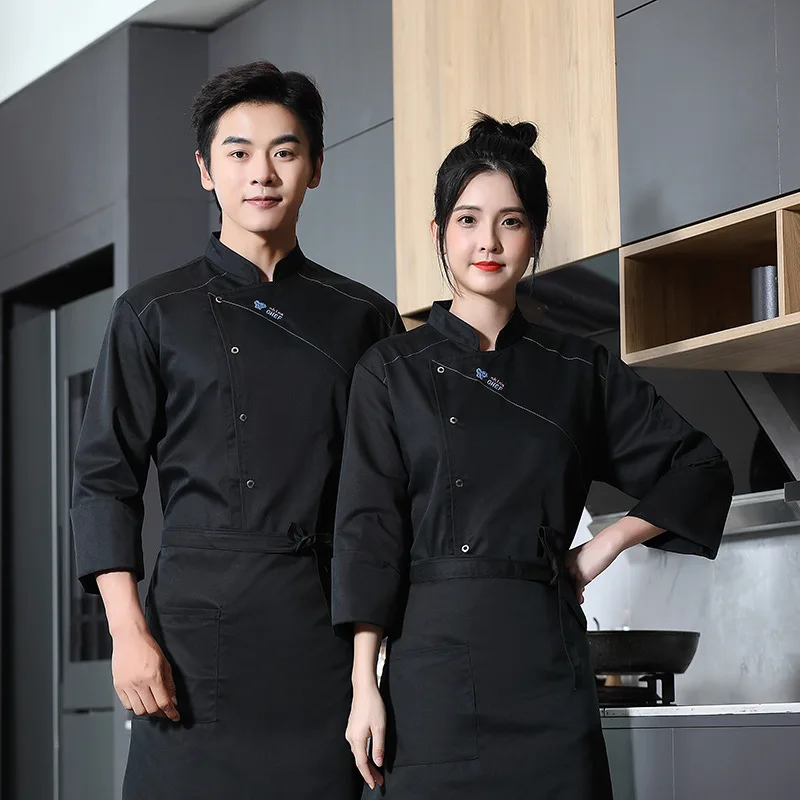 Overalls Herren kurzes Restaurant Hotel Catering Kleidung hinten Küchen kleidung Sommer koch Uniform Langarm