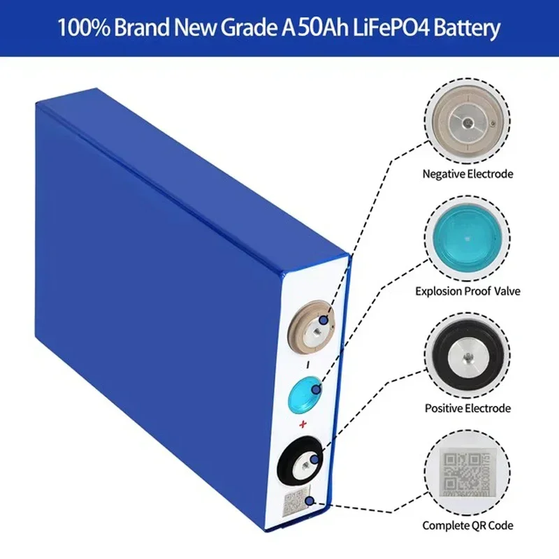 LifePo4 Battery 50Ah 3.2V Grade A Cells LF50F EVE Rechargeable Battery for DIY Power Energy Storage Solar Electric RV Batteries