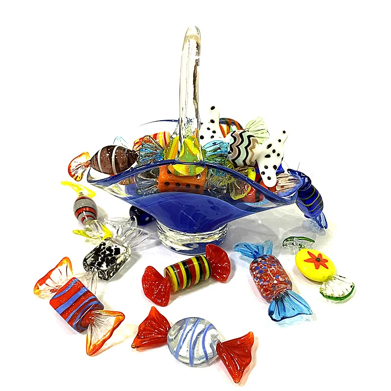 

20pcs Antique Murano Glass Sweets Candy Figurines Festive Decor DIY Home Desktop Ornament Wedding Party Christmas New Year Gifts