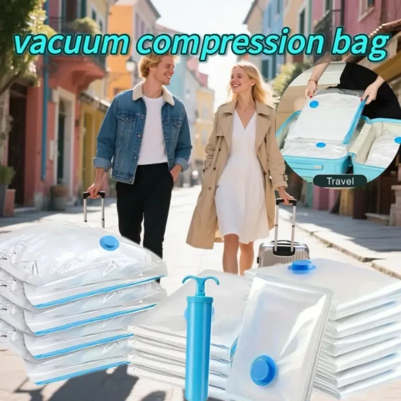 Vakuum-Aufbewahrungsbeutel, platzsparend, 80 % mehr Kompressions-Organizer, Vakuumierbeutel mit Reise-Handpumpe für Decken, Kleidung