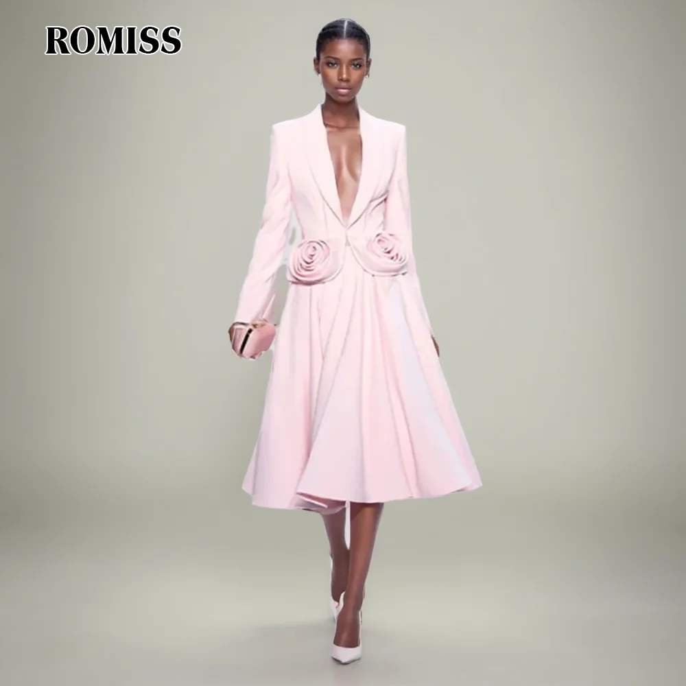 ROMISS Elegant Two Piece Set For Women Lapel Long Sleeve Spliced Appliques Top High Waist A Line Skirt Chic Sets Female