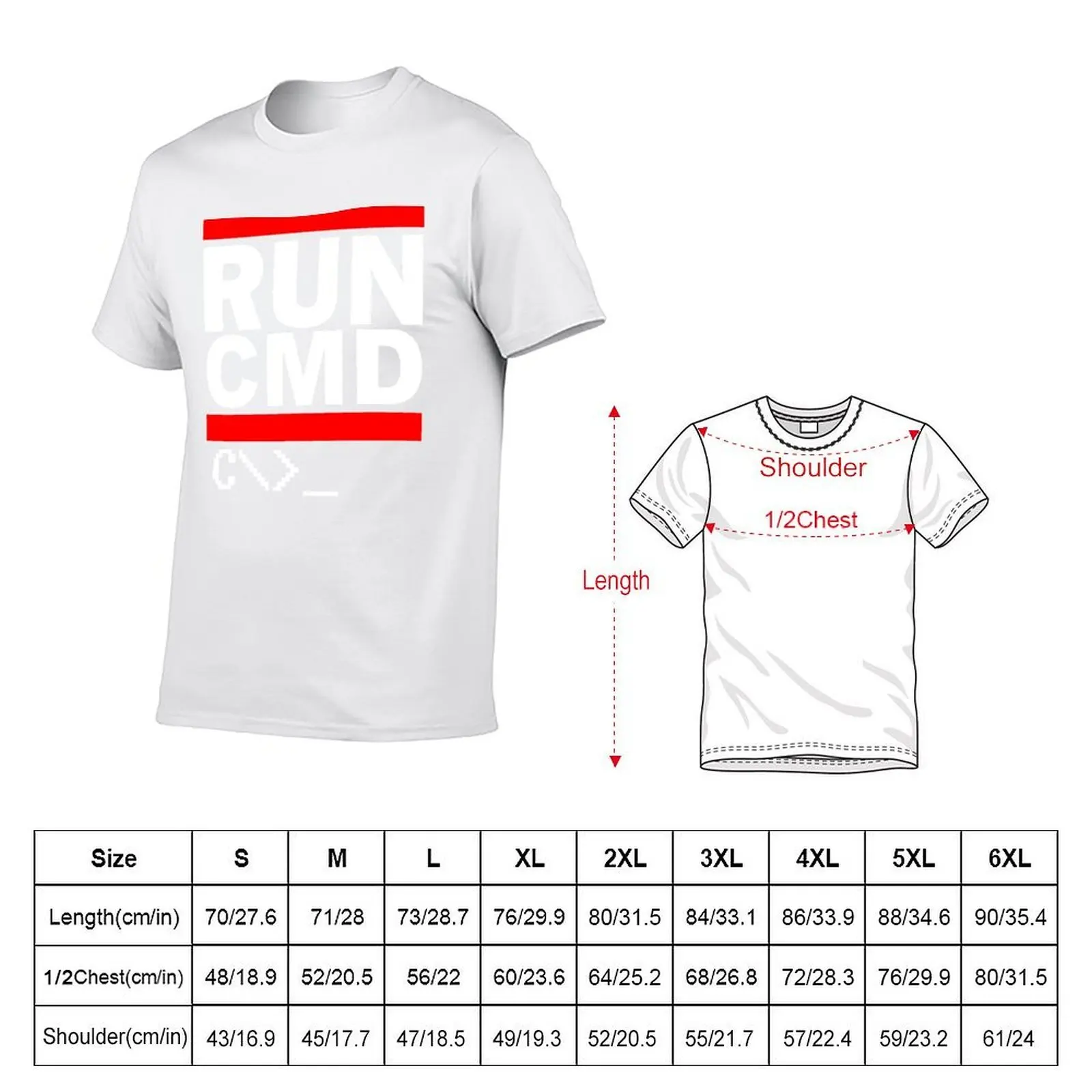 تي شيرت RUN CMD (أبيض) للرجال تي شيرت مصمم مضحك تي شيرت قطني