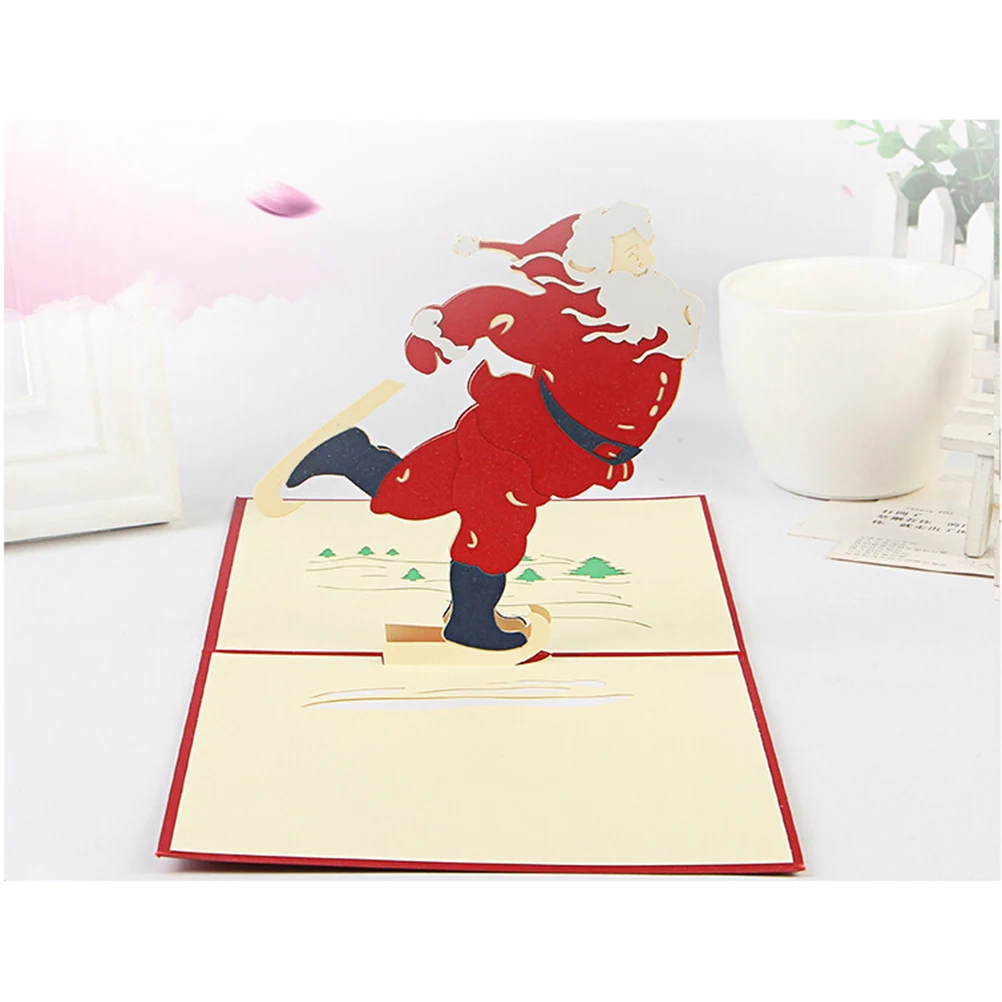 

5 Pcs Pop-up Card Christmas Greeting Cards Postcards Three-dimensional 3d Greething