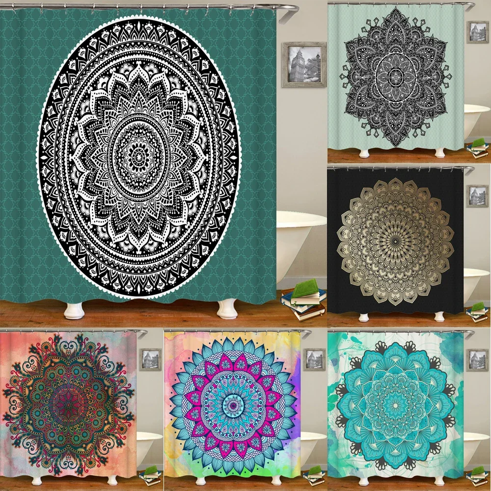 Indian Mandala Shower Curtains Bathroom Curtain Bohemian style Frabic Waterproof Polyester Bath Curtain with Hooks Home Decor