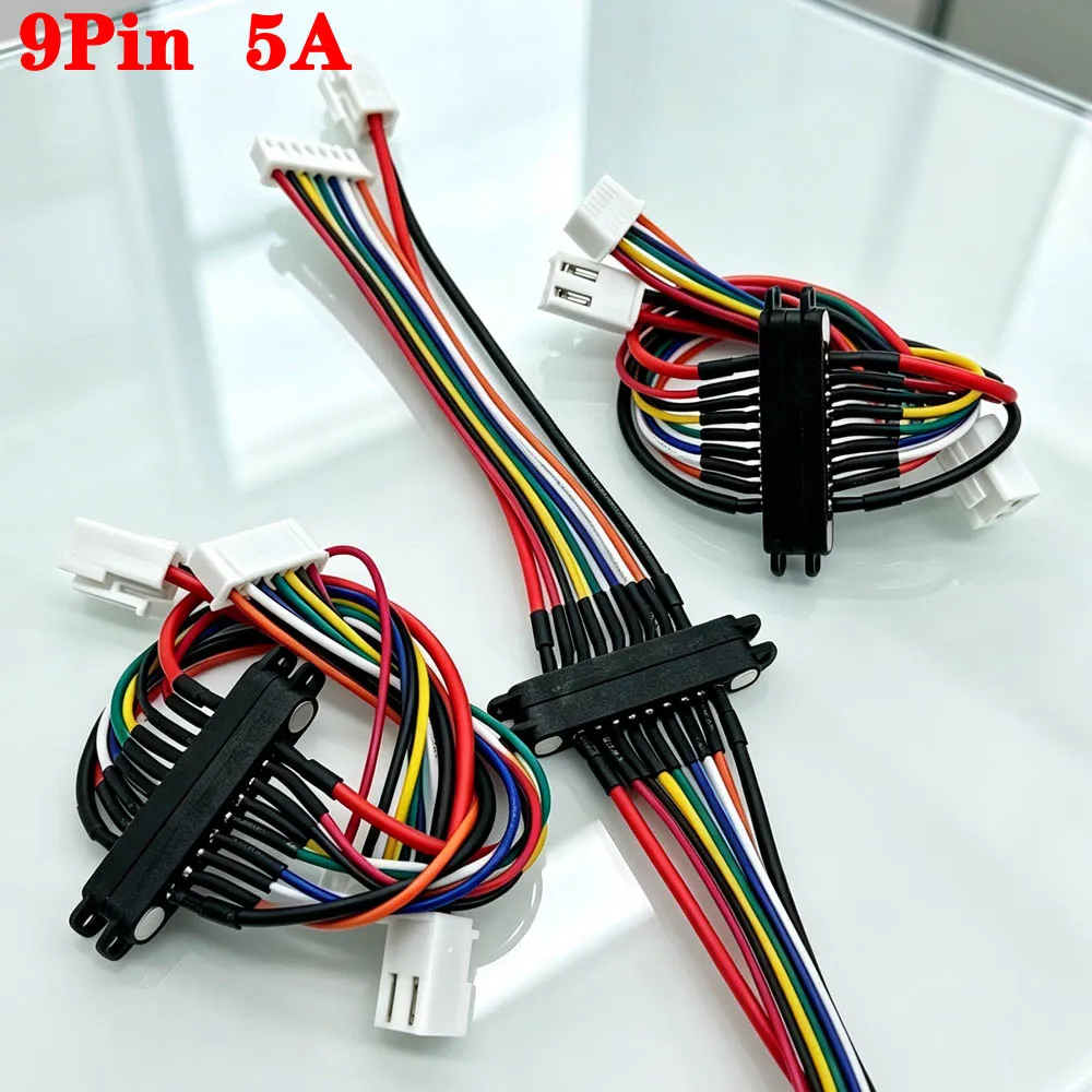 With Ears DC Magnetic Pogo Pin Connector 9Pin Pogopin Male USB Cable Female Wire Spacing 2.54mm Spring Loaded 5A DC Power Socket