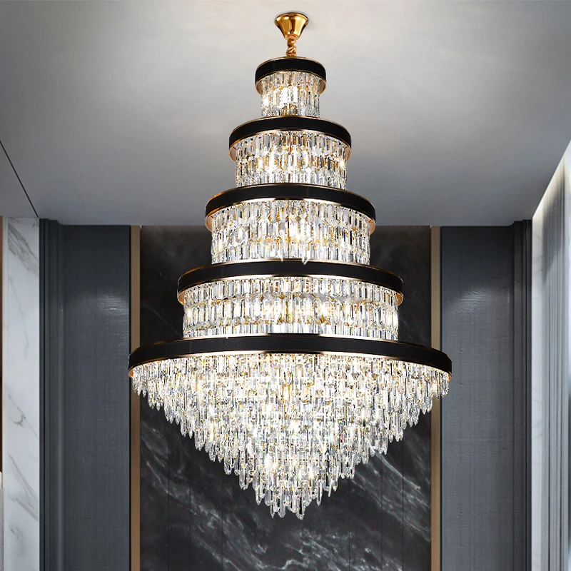 LED Modern K9 Crystal Chandeliers Lights Fixture Big Long American Luxurious Chandelier Home Hall Stair Way LOFT Indoor Lighting