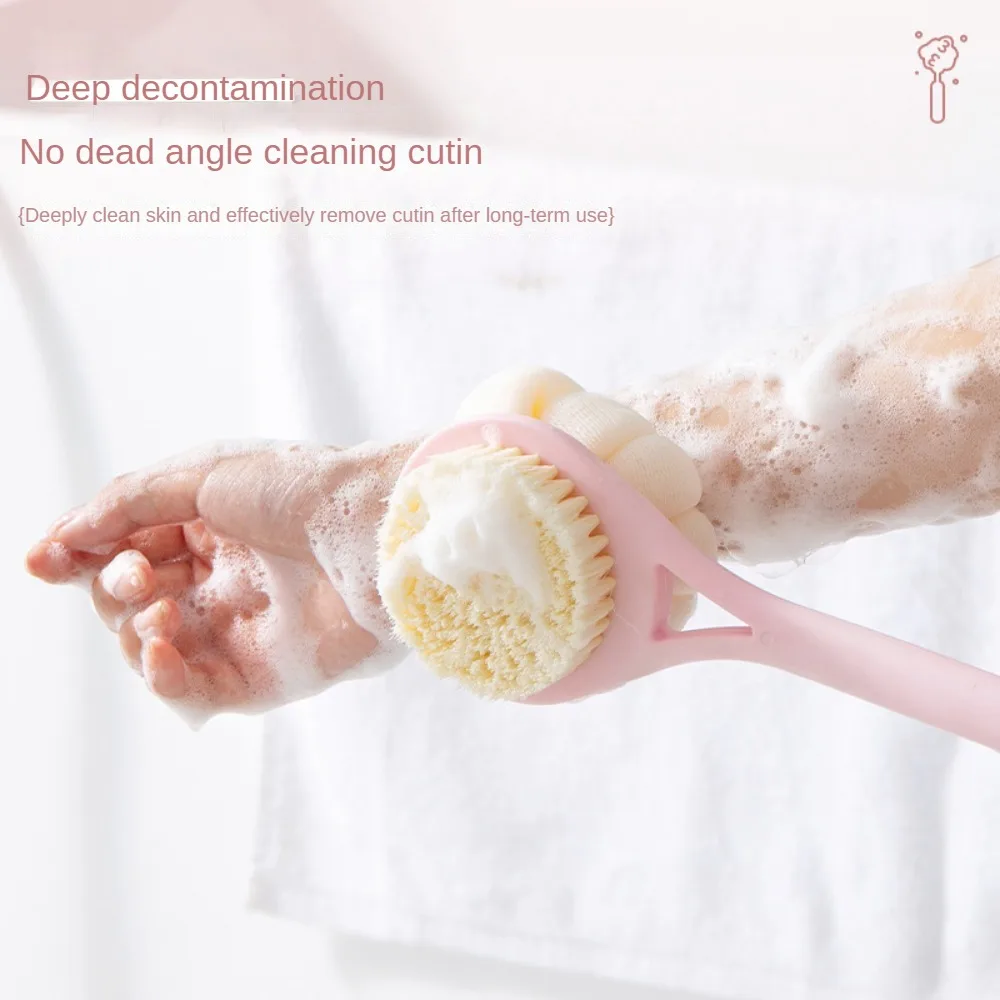 Double Sided Shower Body Massage Brush Long Handle Bathroom Wash Brush Bathing Massage Back Body Exfoliating Brush Bath Supplies