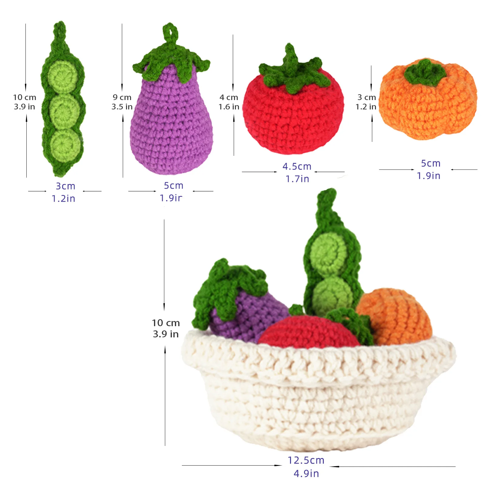 wholesale Family DIY Crochet Baby Toys Kit Vegetables and Fruit Cutting Play Toy Set 100% Cotton Thread Adult Crochet Material