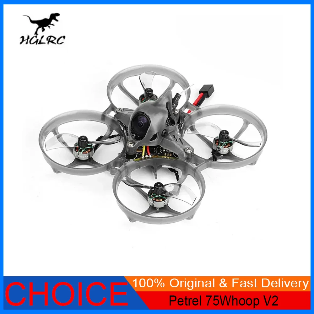 

HGLRC Petrel 75Whoop V2 Бесщеточный FPV-дрон Tinywhoop для внутреннего использования SPECTER 10A AIO 0802 Двигатель 21000KV — идеально подходит для начинающих FPV