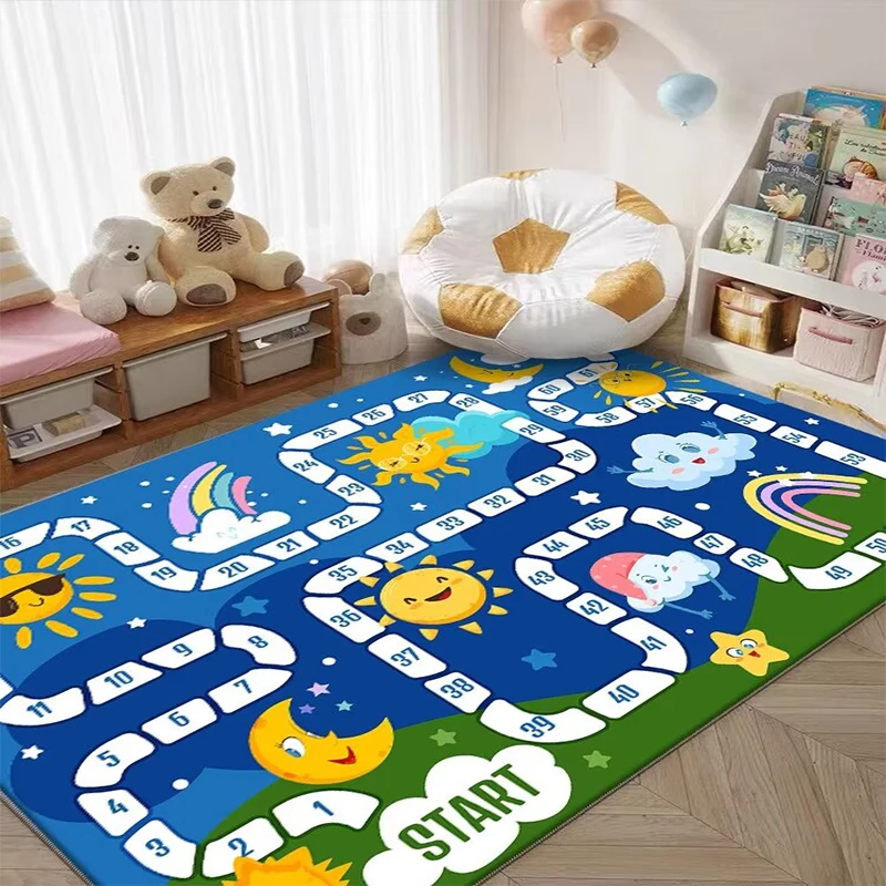 Early Education Children Bedroom Carpet Living Room Bedside Large Area Decoration Rug Kid Cartoon Number Game Non-slip Floor Mat