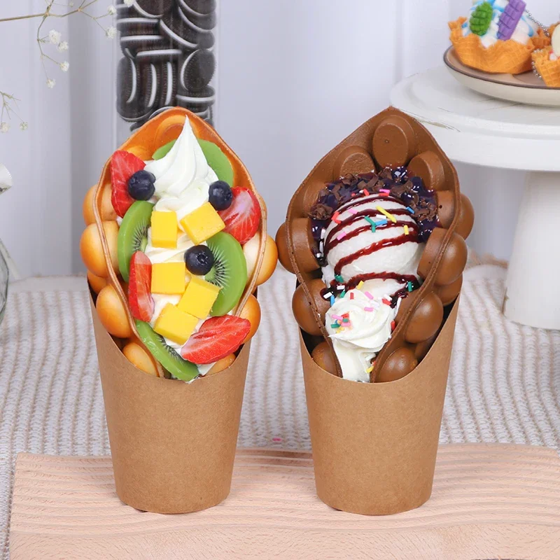 bubble egg waffle model Fake ice cream egg ggettes puff waffle cake food model bubble waffle food shop window display