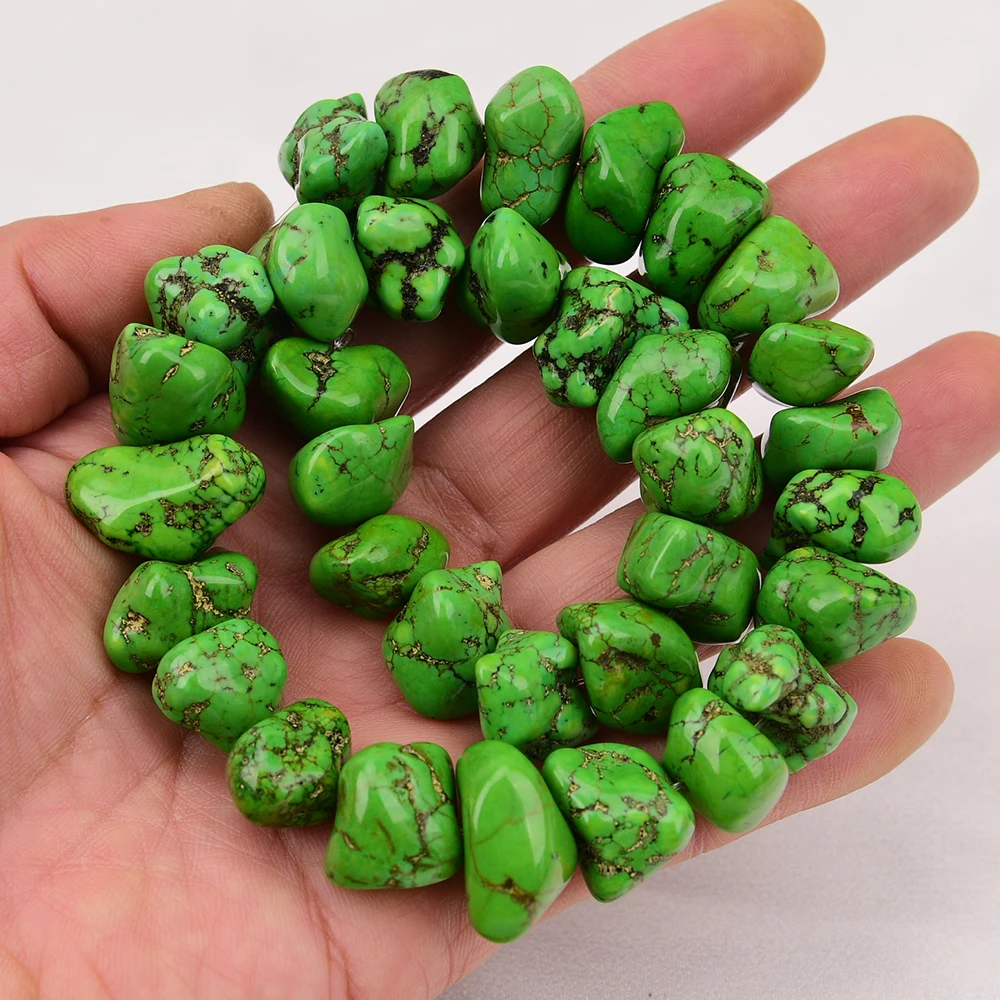 

APDGG 2 нити натуральных бусин из зеленого бирюзового камня свободной формы, 15 дюймов, для изготовления украшений своими руками