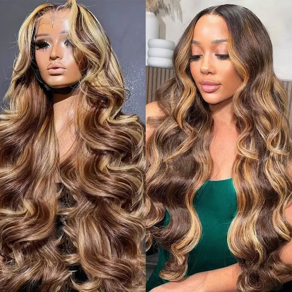 

Парик из натуральных волос с HD-кружевом 13x4/13x6, 180% плотность, цвет P4/27, с эффектом Body Wave, с цветными прядями, 30-36 дюймов, из необработанных человеческих волос