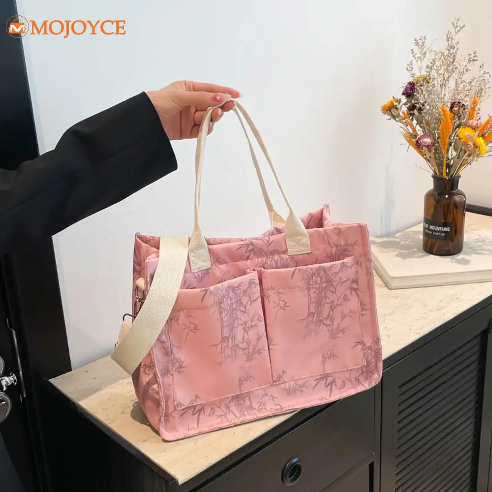

Chinese Style Shoulder Bag Bamboo Printed Crossbody Bags Large Capacity All-Match Sling Trendy Leisure Casual Tote Handbags
