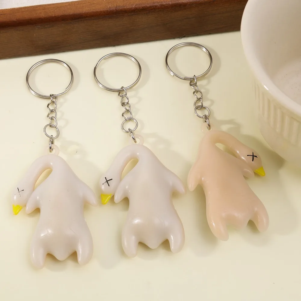 مضيئة مضحك أوزة المفاتيح بطة مشوية حبل كيرينغ ظهره قلادة سيارة معلقة اكسسوارات تغيير لون حقيبة مفتاح سلسلة هدية