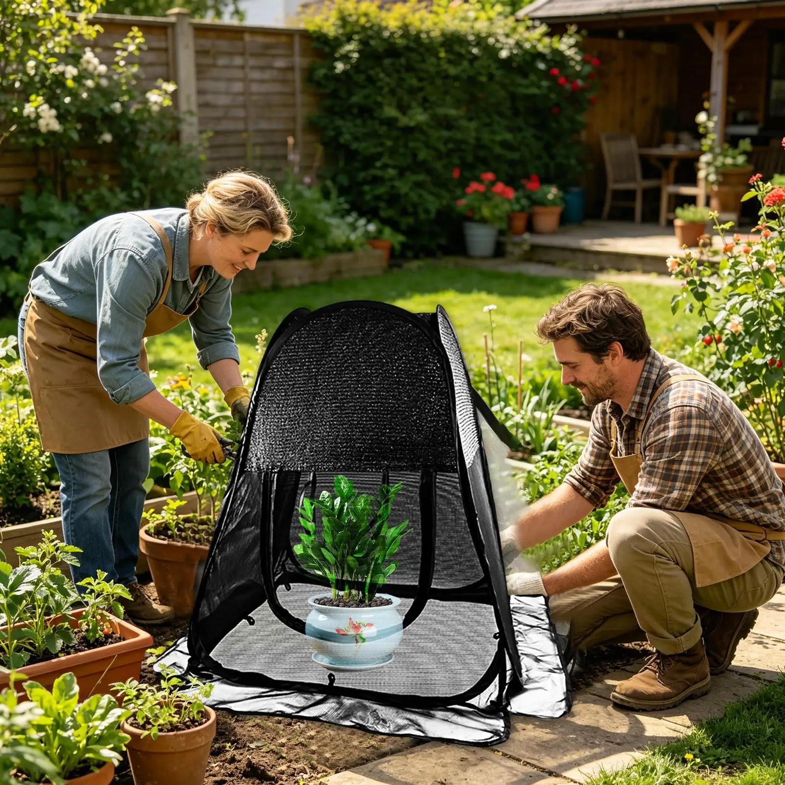 Plant Tent Outdoor Zipper Breathable Foldable Mesh 28 X 28 X 32in Outdoor Plant Shade Protector For Seedlings Vegetables Fruits