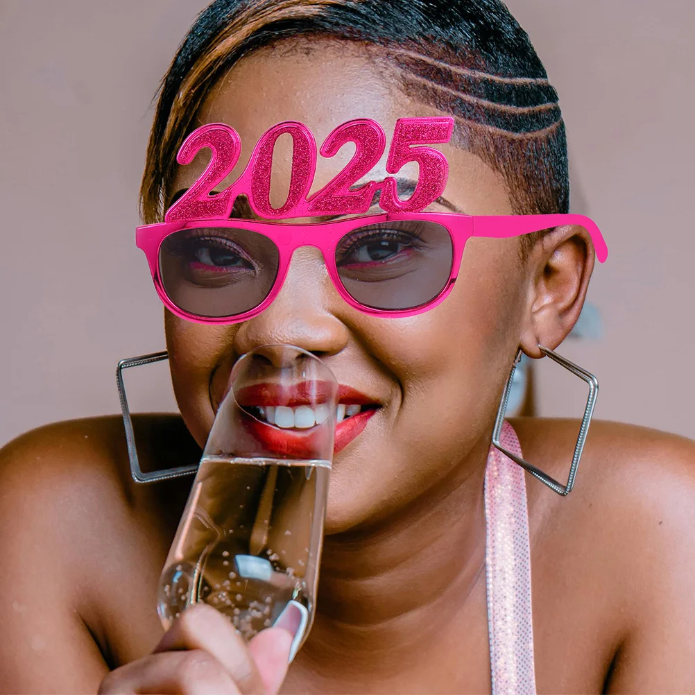 2 個のキラキラ 2025 パーティーグラス新年眼鏡楽しい写真小道具パーティー用品お祝い新年グラス