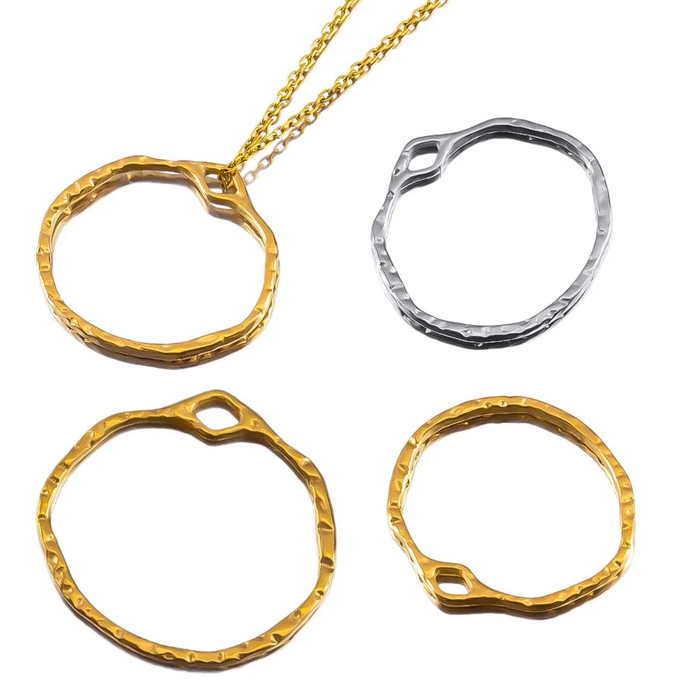 

5pcs Stainless Steel Irregular Frame Bezel Blank Round Charms Pendants Base Connectors for Earrings Necklace DIY Jewelry Making