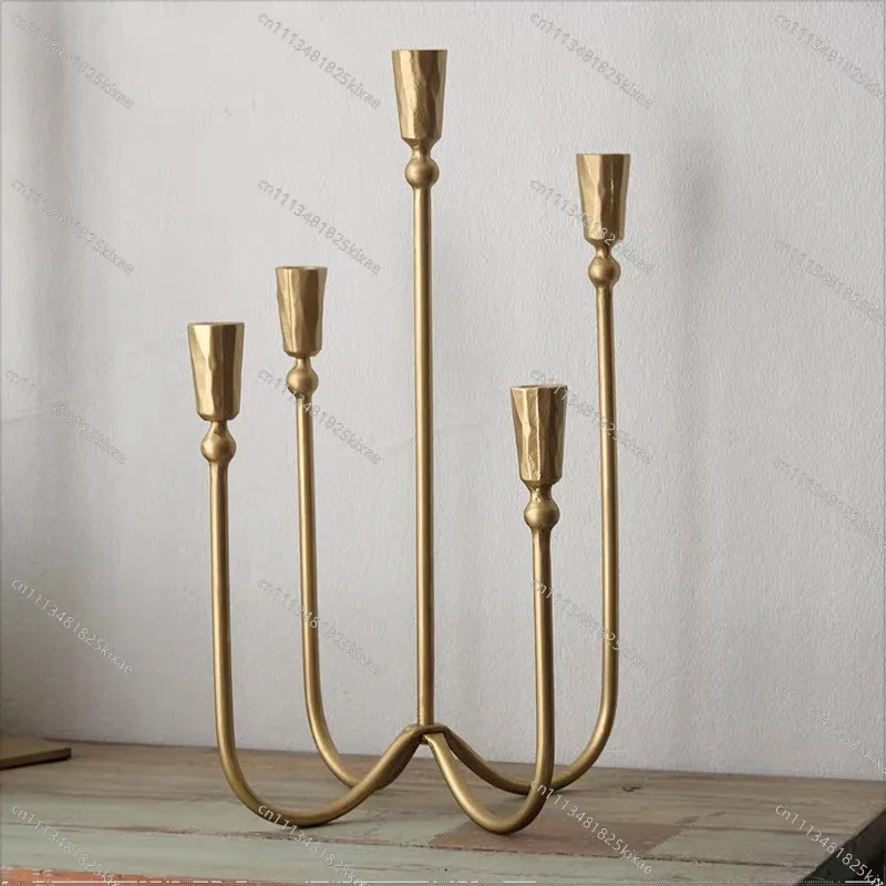 For Retro Multi-headed Metal Wrought Iron Candlestick Ornament Living Room Entrance American Art Atmosphere