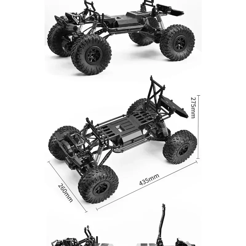 RC Crawler 4x4 Car 4WD 1:10 2.4G Climbing Professional with LED Light Full Scale Remote Control Cars Toys for Boys Gift