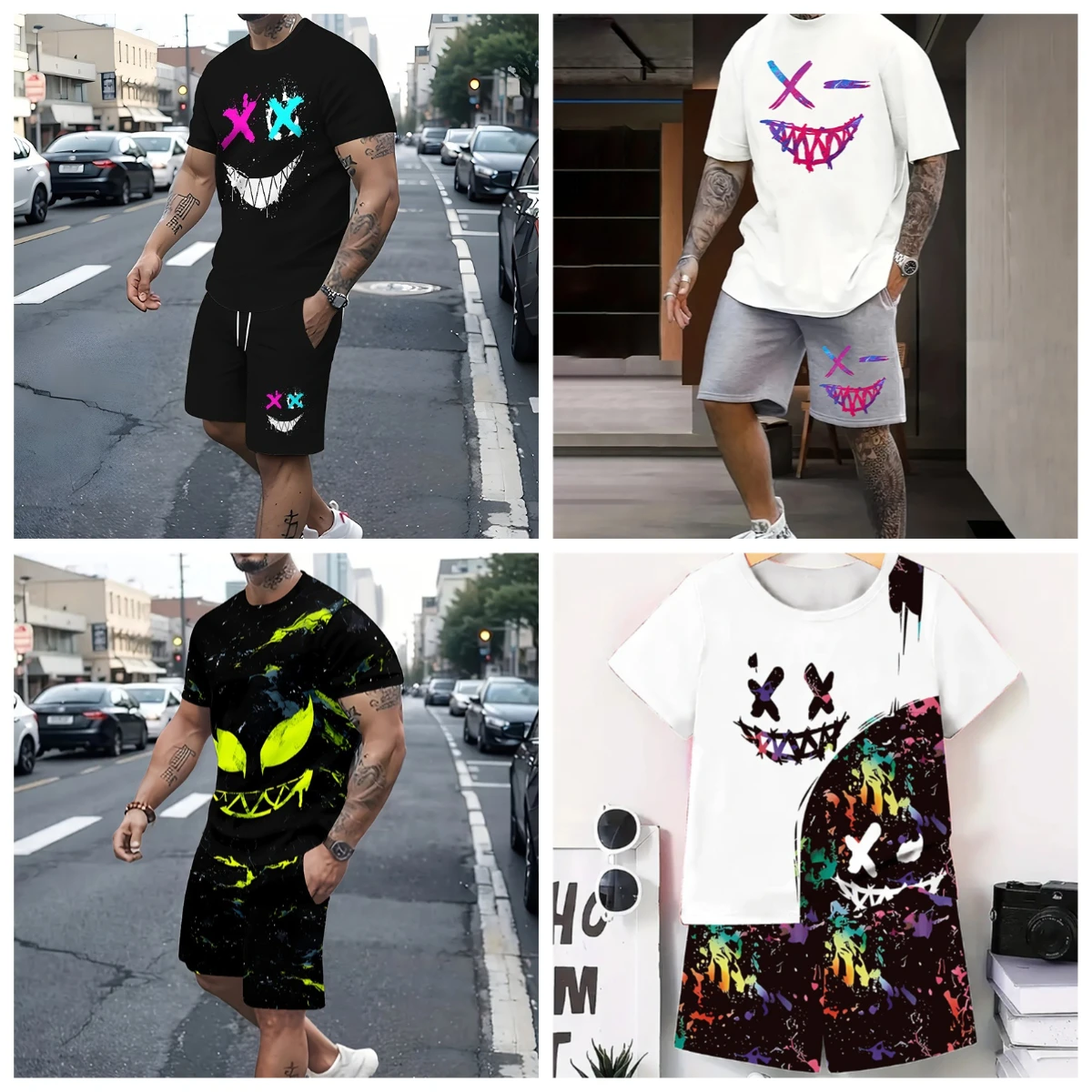 

25-26 Summer Hot-selling Fashion Trend Luxury Suit 3D Printing American Street Breathable Quick-drying T-shirt Shorts Set