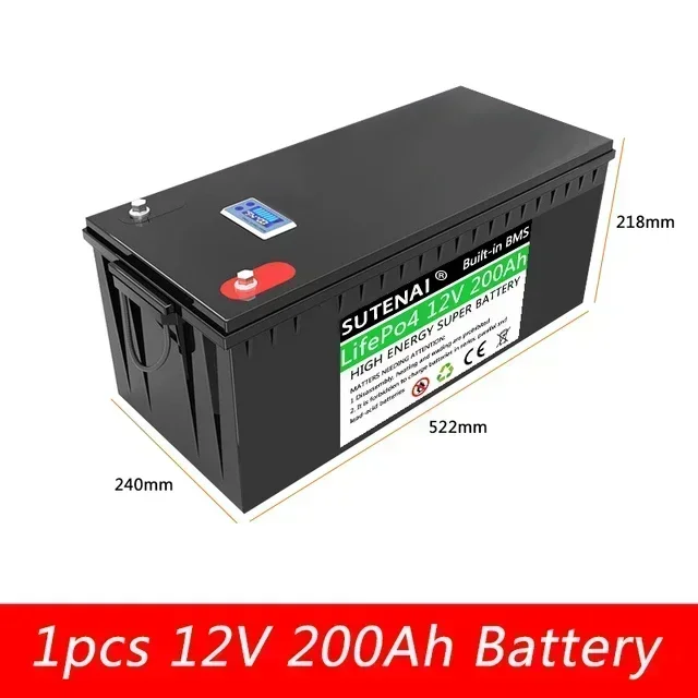 12V 24V 36V 48V 200AH  LiFePO4 Battery Built-in BMS for Solar Power System RV Campers Golf Cart Off-road Solar Deep Cycle