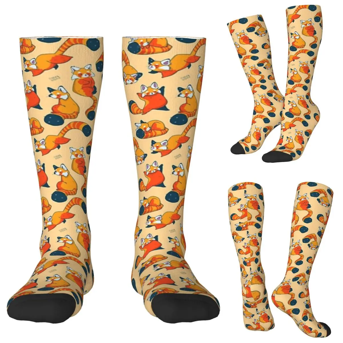 Red Panda Romp Socks Harajuku Stockings All Season Long Socks Accessories for Unisex Gifts