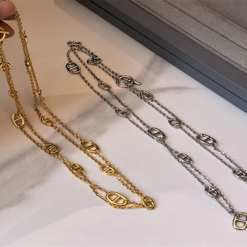 Colar Feminino de Camada Dupla, Nova Corrente de Clavícula em Aço Titânio Estilo Hip-Hop 2026, Acessórios de Luxo Leve e Exclusivos